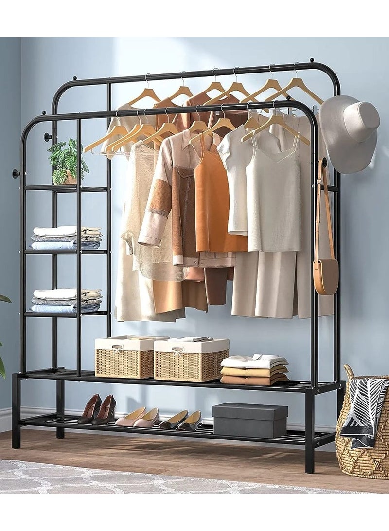 DubaiGallery Clothes Rack,Open Wardrobe Coat Racks,Freestanding Hanger Double Rods,Mobile Coat Rack, Multi-functional Bedroom Clothes Rack,Metal Clothes Rail,for Dressing Room，Bedroom.  - Image 2