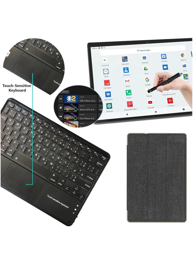 REBENUO - CM11000 Plus premium version 10.95"Smart Tablet 8GB RAM +1TB STORAGE,Android 14 Kids Computer Tab,Touchpad Wireless Keyboard & Stylus, Dual SIM 5G LTE WiFi,Tiktok Supported with Protective Cover.Black - Image 1