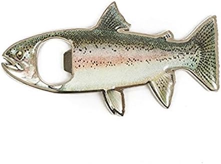 Tinksky Bottle Opener Fridge Magnet Stainless Steel Rainbow Trout Fish Shape 2 in 1 - Image 1
