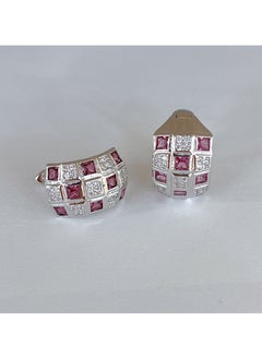 Fashion women pyrope gem stone earrings，925 silver plated by white gold，with national jewelry inspection certificate
