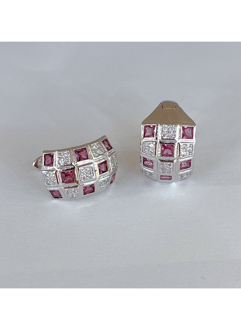 Generic - Fashion women pyrope gem stone earrings，925 silver plated by white gold，with national jewelry inspection certificate - Image 1