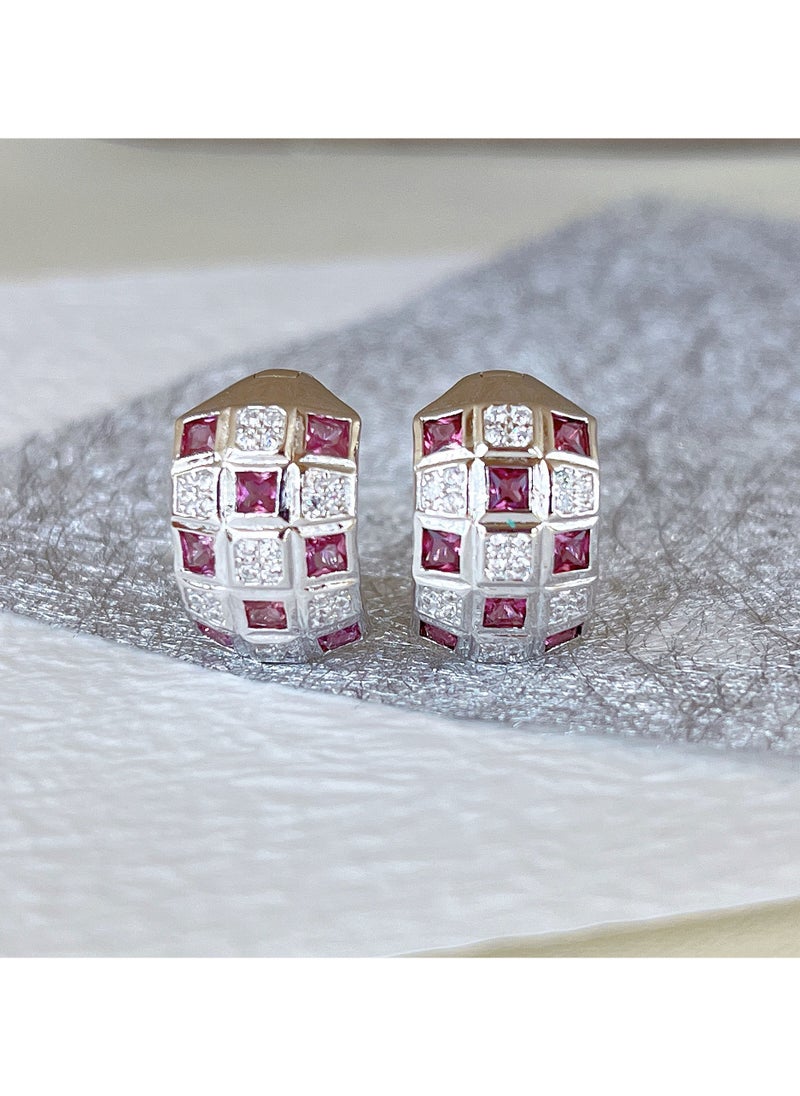 Generic - Fashion women pyrope gem stone earrings，925 silver plated by white gold，with national jewelry inspection certificate - Image 1