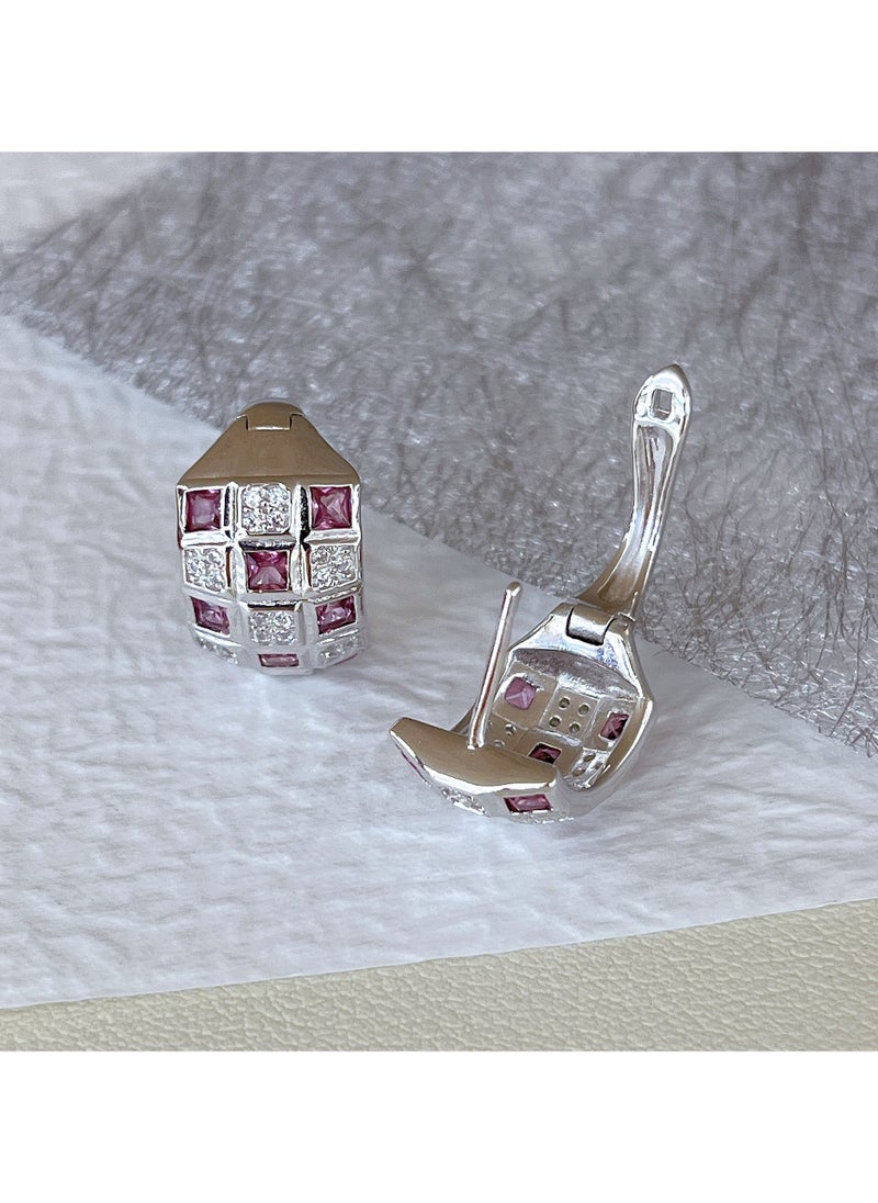 Generic - Fashion women pyrope gem stone earrings，925 silver plated by white gold，with national jewelry inspection certificate - Image 1