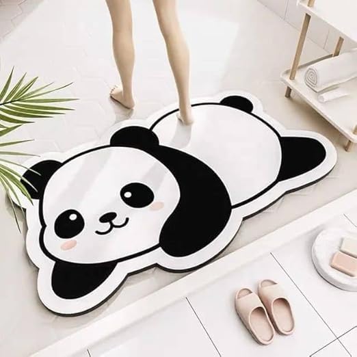 NETZILLA NAVA PAVA Super Absorbent Panda Bath Mat Quick Dry Bath Mat Non Slip Rubber Bathroom Rugs Easy to Clean Machine Washable Thin Bath Mats for Bathroom Foot Pad with Rubber Sole BackSize 4060 - Image 4