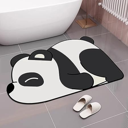 NETZILLA NAVA PAVA Super Absorbent Panda Bath Mat Quick Dry Bath Mat Non Slip Rubber Bathroom Rugs Easy to Clean Machine Washable Thin Bath Mats for Bathroom Foot Pad with Rubber Sole BackSize 4060 - Image 3