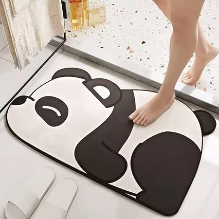 NETZILLA NAVA PAVA Super Absorbent Panda Bath Mat Quick Dry Bath Mat Non Slip Rubber Bathroom Rugs Easy to Clean Machine Washable Thin Bath Mats for Bathroom Foot Pad with Rubber Sole BackSize 4060 - Image 2