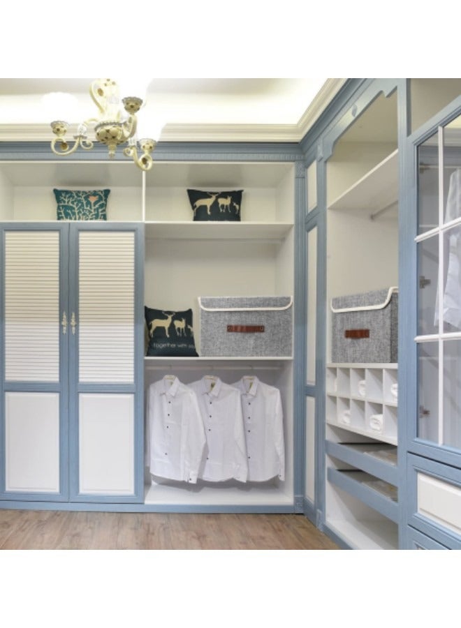 GGEROU Storage Bins with Lids, Set of 3 Foldable Storage Boxes with Lids and Leather Handle, Closet Organizers for Clothes Storage - Image 5