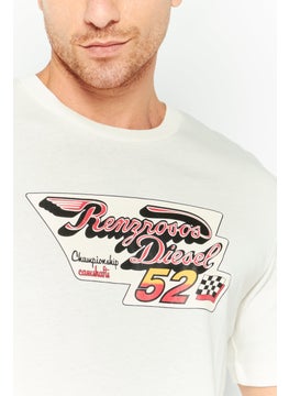 DIESEL Men Crew Neck Short Sleeve Graphic Print T Shirt, White Combo  - Image 4