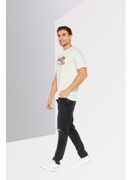 DIESEL Men Crew Neck Short Sleeve Graphic Print T Shirt, White Combo  - Image 3
