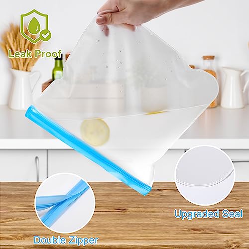 Lerine 10 Pack Dishwasher Safe Reusable Bags Silicone, Leakproof Reusable Freezer Bags, BPA Free Food Storage Bags for Lunch Marinate Food Travel(Grey) - 3 Gallon 4 Sandwich 3 Snack Bags - Image 4