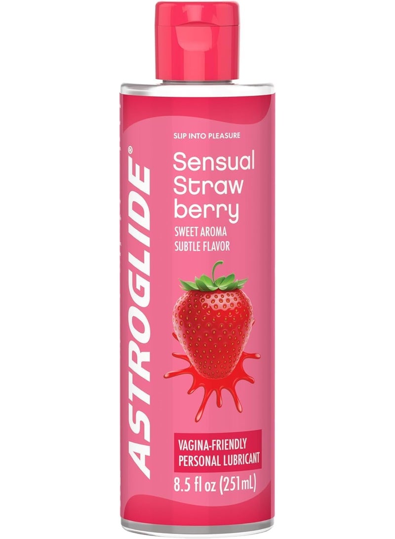 استروجليد مزلق شخصي بنكهة الفراولة (240 مل)، مزلق للرجال والنساء والأزواج، بنكهة لذيذة، لا يسبب الحساسية، آمن للاستخدام المهبلي، متوافق مع الواقي الذكري - Image 1