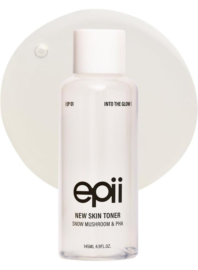 epii Skin Toner - 5% PHA Gentle Exfoliating Toner with Snow Mushroom Hyaluronic Acid & Panthenol - Korean Skincare Toner for Glass Skin Glow Dull Skin Texture & Daily Hydration 145mL - Image 1