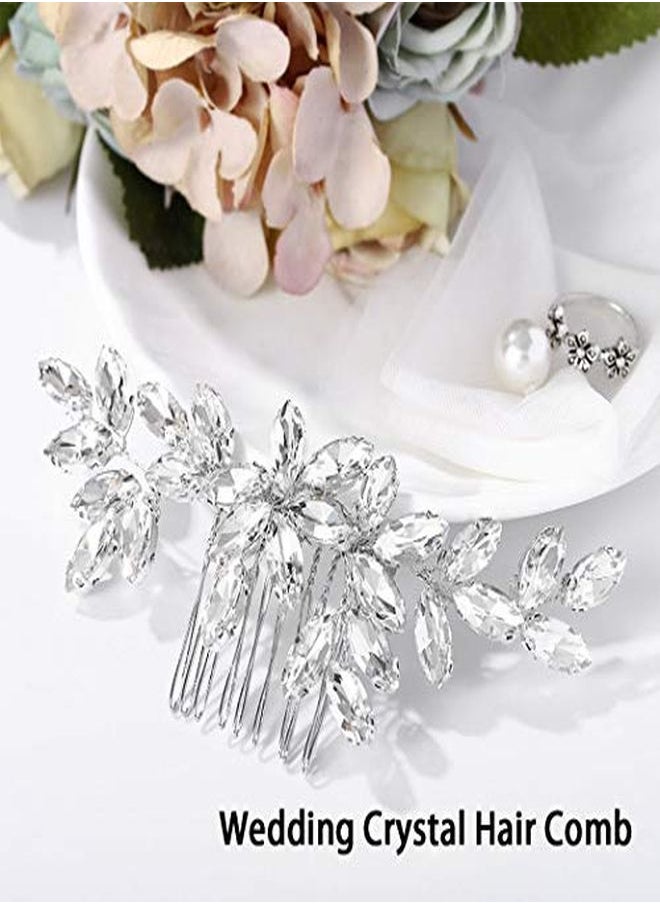 Unicra Bride Crystal Wedding Hair Comb Silver Bridal Side Comb Rhinestone Hair Accessorie For Women And Girls (ASilver)  - Image 2