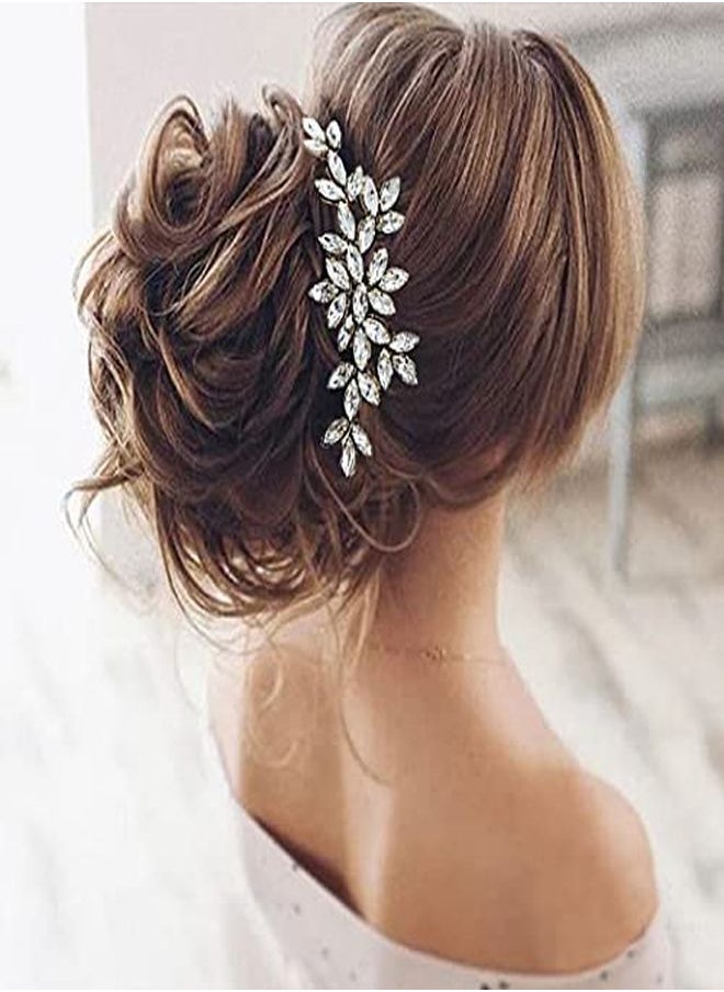 Unicra Bride Crystal Wedding Hair Comb Silver Bridal Side Comb Rhinestone Hair Accessorie For Women And Girls (ASilver)  - Image 5