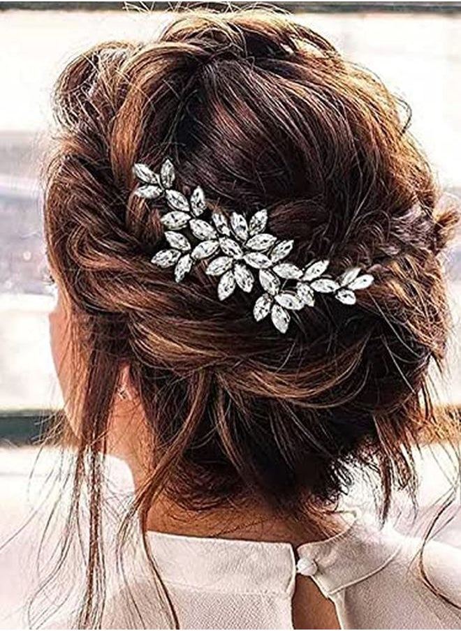 Unicra Bride Crystal Wedding Hair Comb Silver Bridal Side Comb Rhinestone Hair Accessorie For Women And Girls (ASilver)  - Image 3