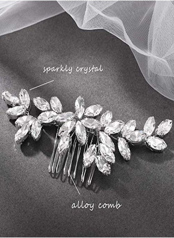 Unicra Bride Crystal Wedding Hair Comb Silver Bridal Side Comb Rhinestone Hair Accessorie For Women And Girls (ASilver)  - Image 4