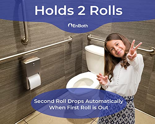 EnBath Commercial Toilet Paper Dispenser, 2 Roll Stainless Steel Toilet Paper Holder. Wall Mount, Locking Tissue Dispensers for Bathroom/Restroom - Image 3