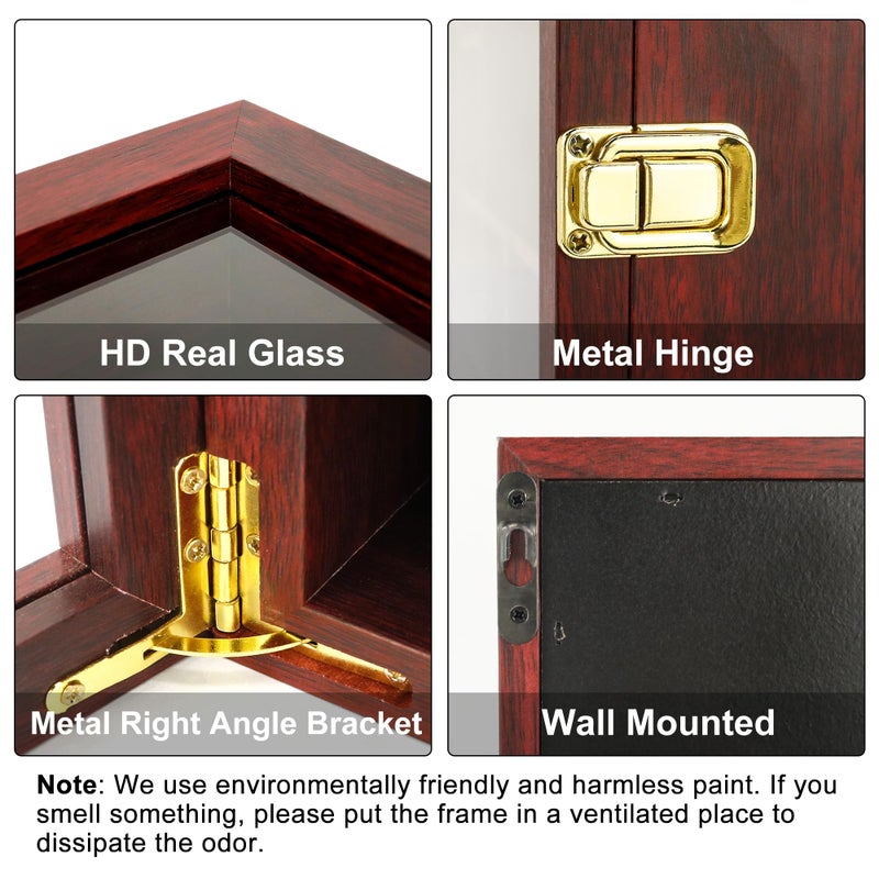 FramePro Rock Display Case - Adjustable Mineral Collection Box with Glass Lid, Wooden Cabinet for Rock, Fossil, Crystal, Seashell Collections - Geology Gift for Adults/Kids (16" x 13.5", Cherry) - Image 5