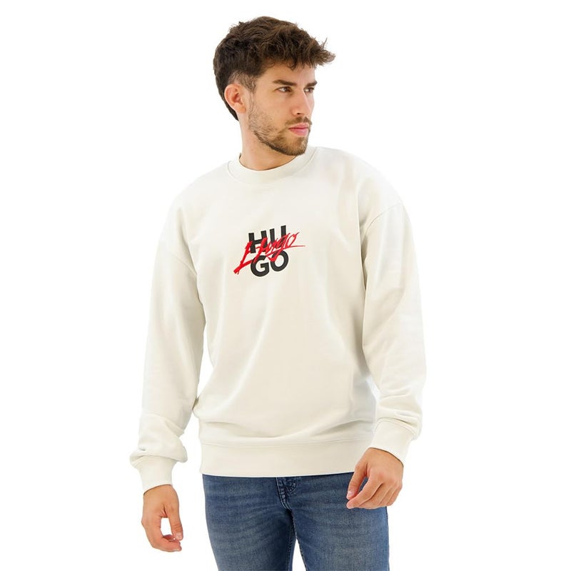 HUGO Script Stack Logo Crewneck Sweatshirt natural cream L