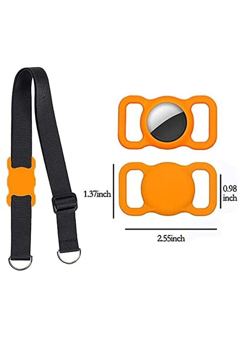 Generic - Pet Collar Cases Compatible with for Apple Airtag, 2 Pack Silicone Protective G P S Finder Case for Dog Cat Collars, Glow Loop Holder Anti Lost Device (Wine Red, Orange) - Image 1
