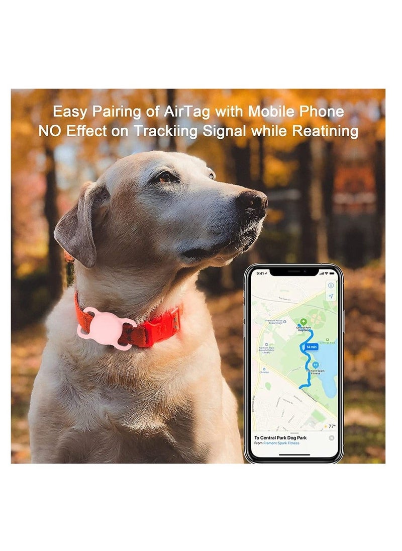 Generic - Pet Collar Cases Compatible with for Apple Airtag, 2 Pack Silicone Protective G P S Finder Case for Dog Cat Collars, Glow Loop Holder Anti Lost Device (Wine Red, Orange) - Image 1
