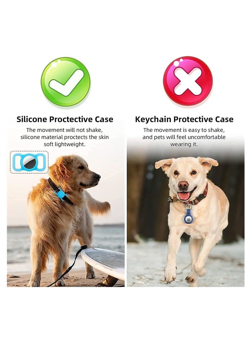Generic - Pet Collar Cases Compatible with for Apple Airtag, 2 Pack Silicone Protective G P S Finder Case for Dog Cat Collars, Glow Loop Holder Anti Lost Device (Wine Red, Orange) - Image 1
