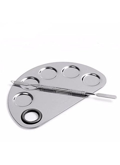 ® Stainless Steel Makeup Palette Cosmetic Five Holes Mixing Pallete Spatula