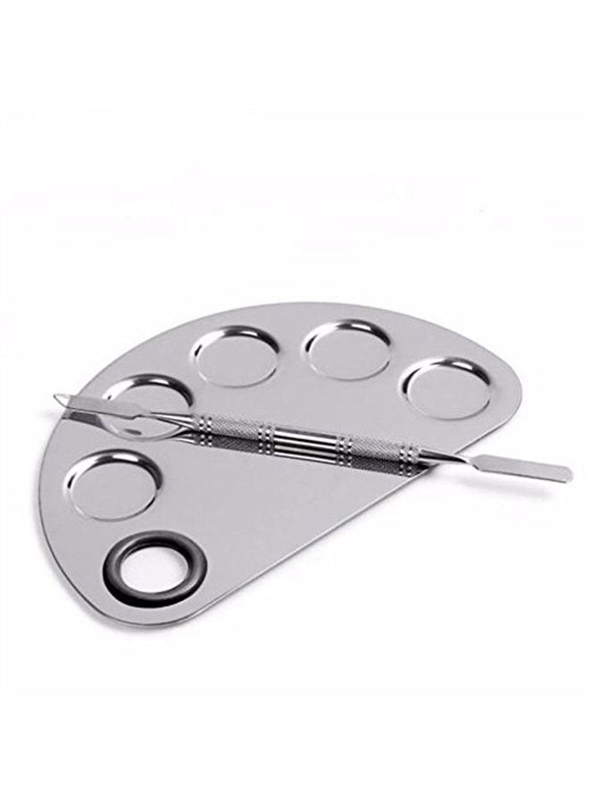 ® Stainless Steel Makeup Palette Cosmetic Five Holes Mixing Pallete Spatula