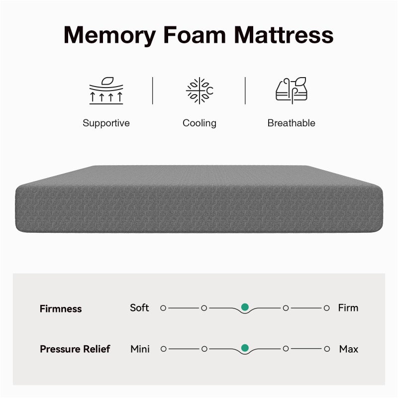 Novilla Twin XL Mattress 5 Inch, XL Twin Memory Foam Mattress in a Box with Airflow Wave-Cut & Pressure-Relieving Foam for Cool Touch & Contour Support Mattresses Twin XL Size - Image 5