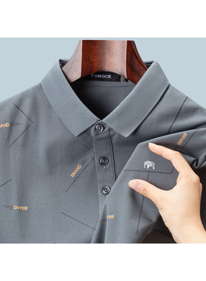 Fomoce 24 New Style Men's Polo Shirt With 24% Mulberry Silk - Moisture-wicking & Breathable Business Casual Short Sleeve Top - Image 3