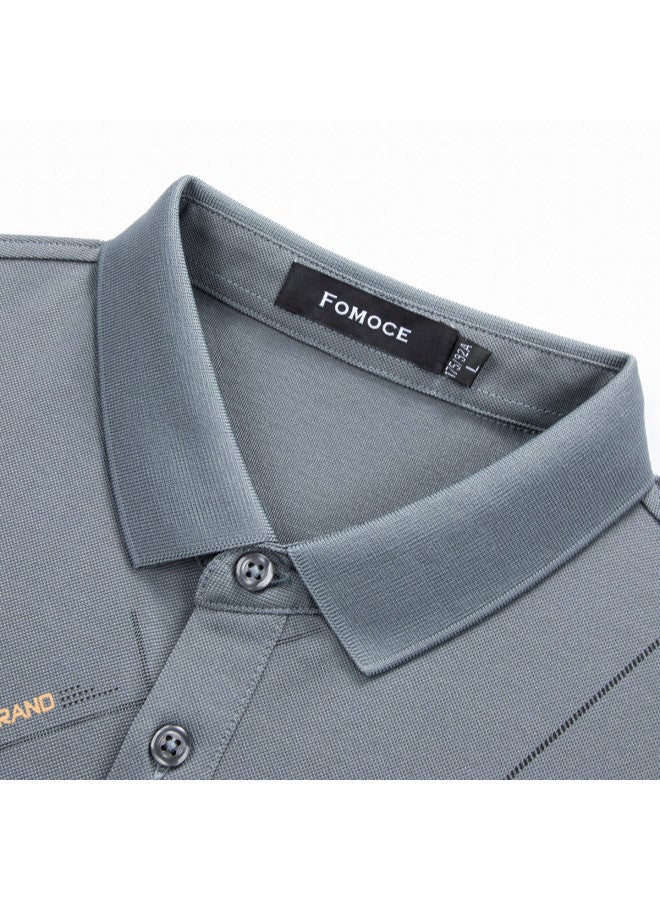 Fomoce 24 New Style Men's Polo Shirt With 24% Mulberry Silk - Moisture-wicking & Breathable Business Casual Short Sleeve Top - Image 4
