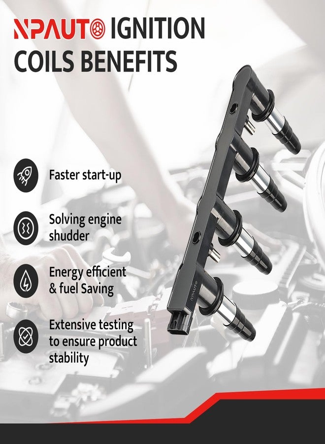 NPAUTO مجموعة ملفات إشعال بديلة لمحركات L4 سعة 1.6 و1.8 لتر لسيارات شيفروليه كروز، سونيك، أفيو 5، وبونتياك G3 موديلات 2007-2015، UF620 C1646 - Image 2