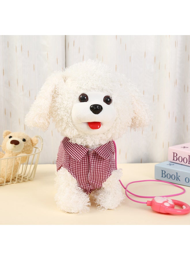 Electric Plush Dog Wagging Tail And Spitting Tongue To Put Music Electric Toys For Little Girls Children's Day Gift Wholesale-Color:White 27*27*10CM-Specifications:No Movement  - Image 1