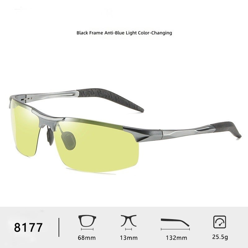 GUSHE Aluminum-Magnesium Alloy Polarized Sports Sunglasses for Men - UV400 Protection - Gunmetal Frame Blue Light Filter Photochromic