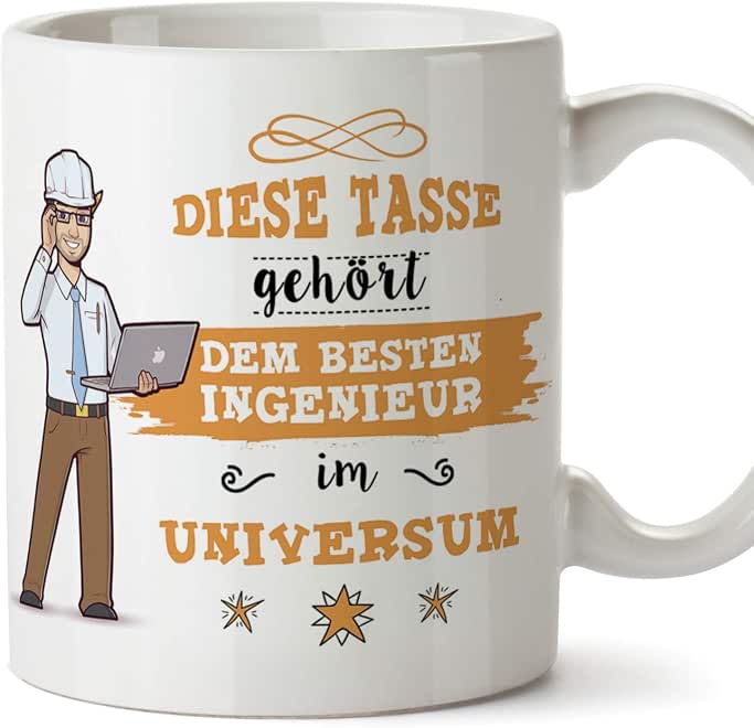 MUGFFINS Engineer Mug - Beautiful and Funny Coffee Gift - This Belongs to the Best Engineer in the Universe - Ceramic 350 ml