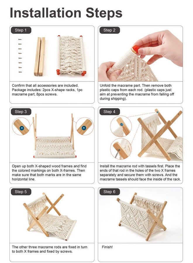 Mkono Mkono Macrame Magazine Rack Boho Storage Holder Standing Basket for Books, Newspapers, Swaddle Blanket, Dorm Essentials, Living Room, Bathroom, Office, Nursery, Home Decor, Medium Size, 14”L x 10”W - Image 4