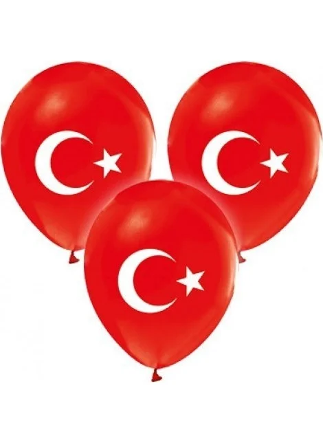 YYB Flag Balloon Turkish Flag Balloon Crescent and Star Red Balloon 20 pcs