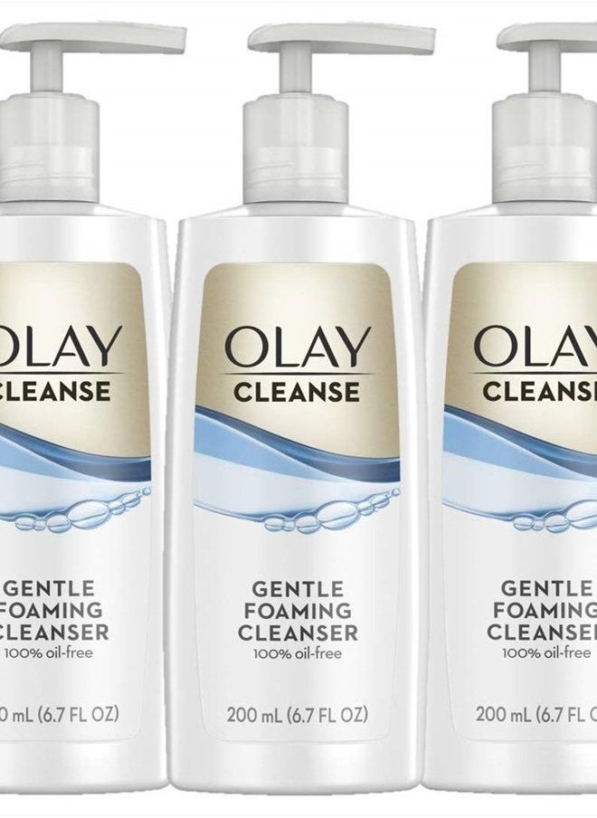 Olay Cleanse Gentle Foaming Face Cleanser for Sensitive Skin, Fragrance Free, 6.7 Fl Oz (Pack of 3)  - Image 1