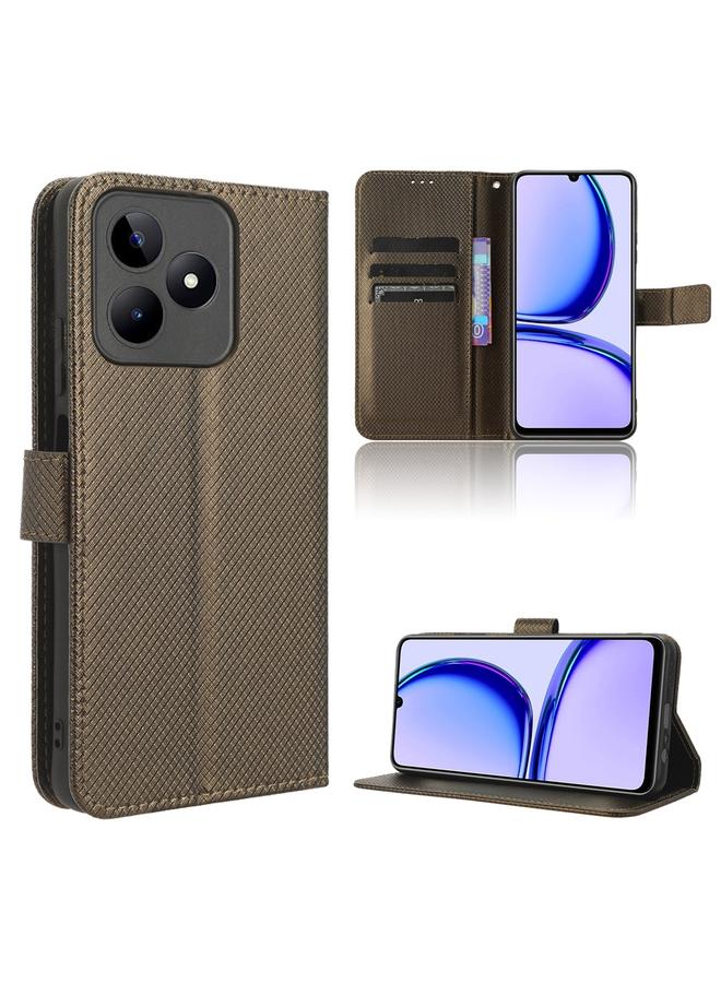 For Realme Note 50 4G Diamond Texture Leather Phone Case(Brown)