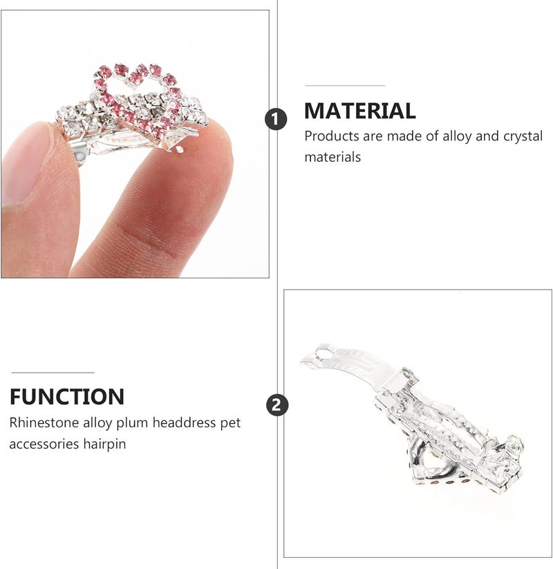 klarako 2pcs Hairpin Pet Hair Clips for Small Dogs Puppy Barrettes Dog Cat Hair Clips Heart Dog Hair Pins Clear Hair Clips Pet Headwear Supplies Rhinestones Cat Headdress Crystal Child - Image 3