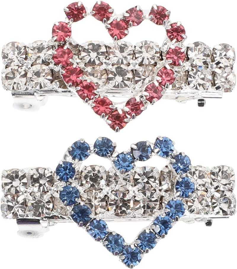 klarako 2pcs Hairpin Pet Hair Clips for Small Dogs Puppy Barrettes Dog Cat Hair Clips Heart Dog Hair Pins Clear Hair Clips Pet Headwear Supplies Rhinestones Cat Headdress Crystal Child - Image 1