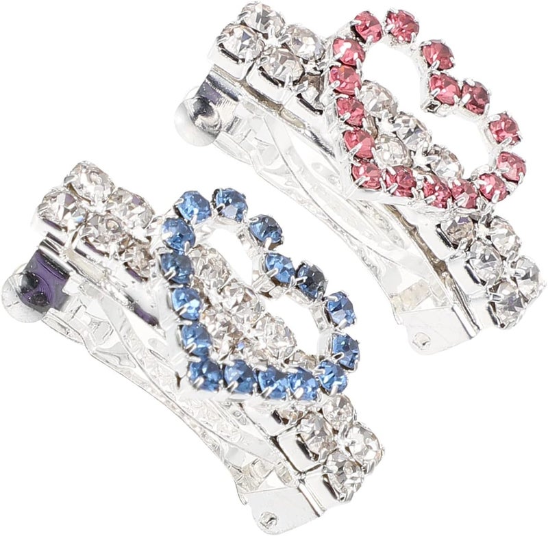klarako 2pcs Hairpin Pet Hair Clips for Small Dogs Puppy Barrettes Dog Cat Hair Clips Heart Dog Hair Pins Clear Hair Clips Pet Headwear Supplies Rhinestones Cat Headdress Crystal Child - Image 4