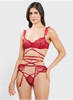 Lace Bra & Brief Set With Tie Up Detail