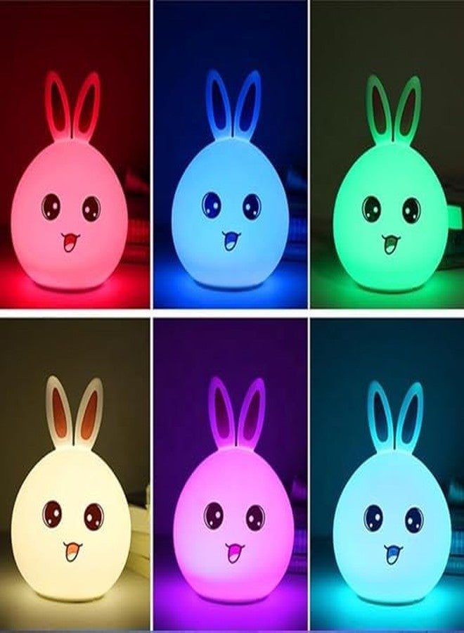 KMJSA Rabbit Night Light for Kids – Soft Silicone Bedside Lamp with Tap Control – Rechargeable, Safe, and Portable – Cute Animal Design for Baby, Children’s Bedroom, or Gift – Gentle Warm Light - Image 5