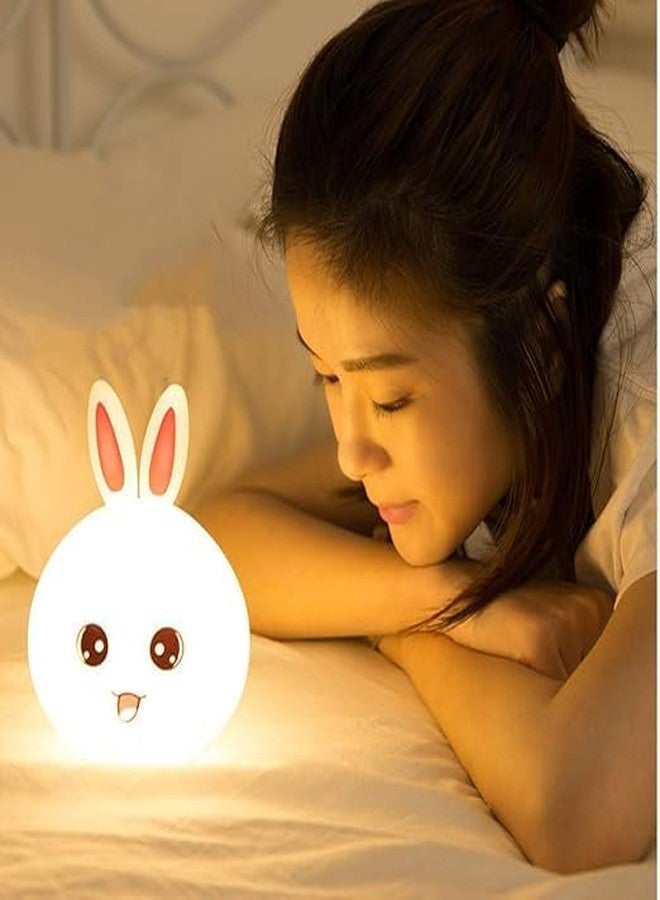 KMJSA Rabbit Night Light for Kids – Soft Silicone Bedside Lamp with Tap Control – Rechargeable, Safe, and Portable – Cute Animal Design for Baby, Children’s Bedroom, or Gift – Gentle Warm Light - Image 3