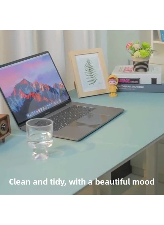 Leather Mouse Pad Sewing Computer Keyboard Desk Mat Office Embossable Pattern Printing LOGO Oversized Non-Slip-Color:90*40cm-Pattern:Light Gray Plush Bottom (sewn)  - Image 3