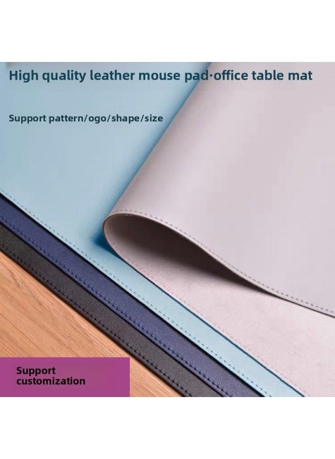 Leather Mouse Pad Sewing Computer Keyboard Desk Mat Office Embossable Pattern Printing LOGO Oversized Non-Slip-Color:90*40cm-Pattern:Light Gray Plush Bottom (sewn)  - Image 4