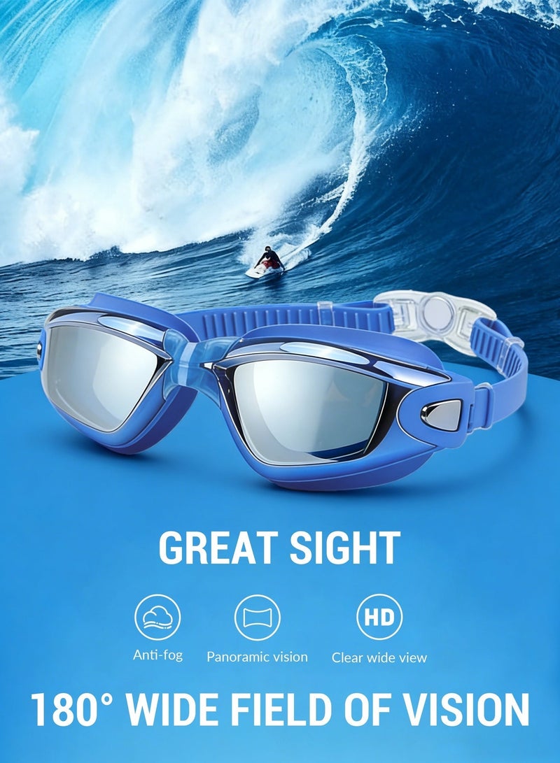 Axpeih 5-in-1 Anti-Fog Pro Swim Goggles Set for Adults with Silicone Swim Cap, Anti-Fog UV Protection, Clear Vision, 180° Panoramic, Durable PC Material - Waterproof Swimming Accessories Kit with Inflation Bag, Nose Clip, & Earplugs (Blue) - Image 5