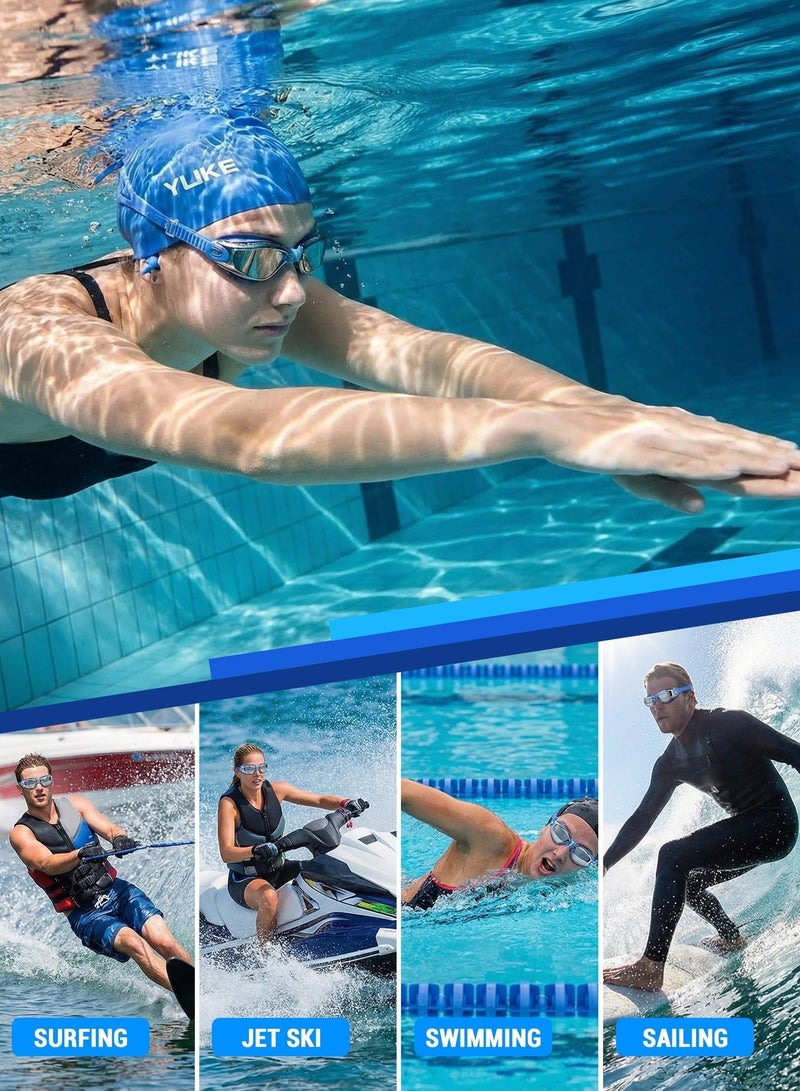 Axpeih 5-in-1 Anti-Fog Pro Swim Goggles Set for Adults with Silicone Swim Cap, Anti-Fog UV Protection, Clear Vision, 180° Panoramic, Durable PC Material - Waterproof Swimming Accessories Kit with Inflation Bag, Nose Clip, & Earplugs (Blue) - Image 3