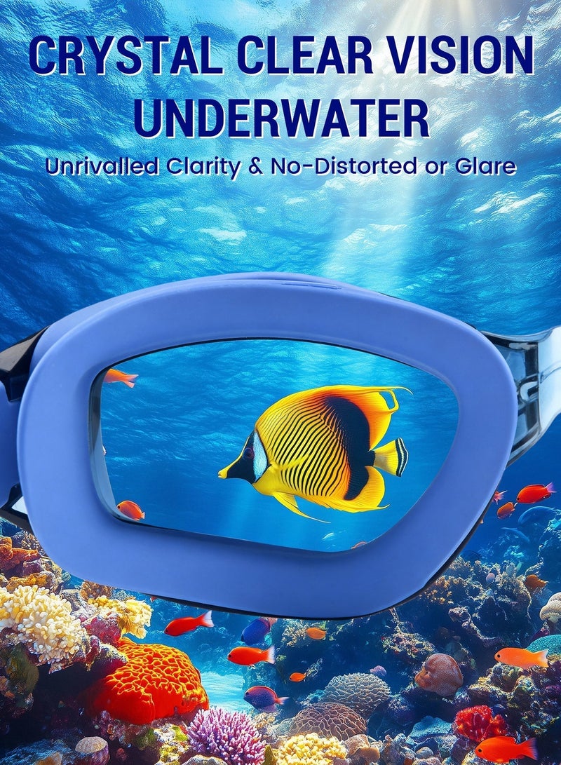 Axpeih 5-in-1 Anti-Fog Pro Swim Goggles Set for Adults with Silicone Swim Cap, Anti-Fog UV Protection, Clear Vision, 180° Panoramic, Durable PC Material - Waterproof Swimming Accessories Kit with Inflation Bag, Nose Clip, & Earplugs (Blue) - Image 4